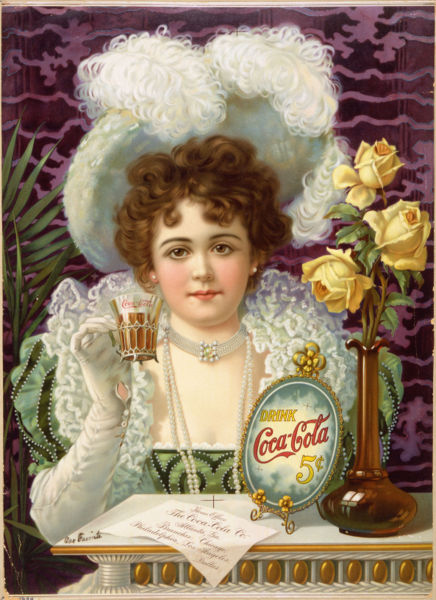 «Кока-кола» за 5 центов» — рекламный плакат «Кока-колы» периода 1890—1900 годов. Изображение с www.wikipedia.org.