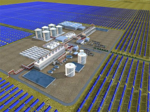 Так будет выглядеть электростанция Solana (иллюстрация с сайта gizmag.com).
