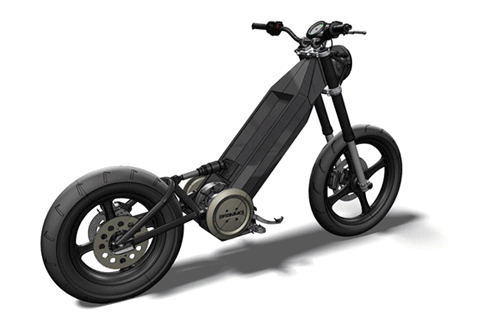 Выпекаемый по формульным технологиям монокок из углеродной ткани — основа необычного электрического мотоцикла. Шесть тяговых батарей крепятся по три штуки, над и под этой карбоновой рамой (иллюстрация Brammo Motorsports).