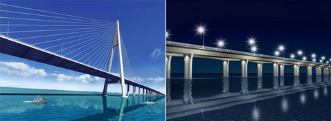 Пока что мост не функционирует, поэтому его проектировщики щедры на компьютерные модели (иллюстрация с сайта past.people.com.cn).