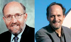 Профессор М. Майор из Женевского университета (Швейцария), открывший в 1995 году первую экзопланету (слева) и профессор Дж. Марси из Университета Калифорнии в Беркли (США) возглавляющий наиболее успешную группу «охотников за экзопланетами»