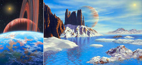Пока экстрасолнечные планеты земного типа лишь рисуют художники. Но скоро они должны попасть в объективы телескопов (иллюстрации Lynette R. Cook).