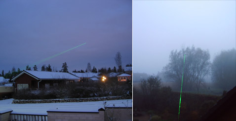 Лазер Wicked виден со стороны не только ночью, но даже в пасмурный день (фото Сергей Скрябин, Sam Monseur с сайта wickedlasers.com).