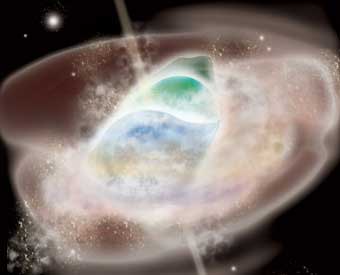 Слияние двух нейтронных звезд, рисунок с сайта universe.sonoma.edu