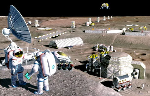 После нового появления людей на Луне жизнь там закипит. По крайней мере, научно-исследовательская (иллюстрация NASA/Pat Rawlings/SAIC).