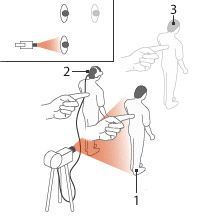 Швейцарский опыт номер 2. 1 — манекен, 2 — испытуемый, 3 — виртуальный двойник (иллюстрация Science).