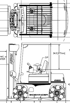 Чертёж погрузчика Airtrax Sidewinder (иллюстрация с сайта airtrax.com).