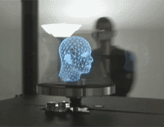 Трёхмерная модель головы, демонстрируемая новым автостереоскопическим объёмным дисплеем (кадры USC Institute for Creative Technologies).
