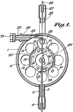 Магнетрон в поперечном сечении. Иллюстрация из патента № 2 408 235 от 24 сентября 1946 года. Уже получив 8 октября 1945 года патент на микроволновые печи, Перси Спенсер продолжал совершенствовать наиболее важную их деталь.